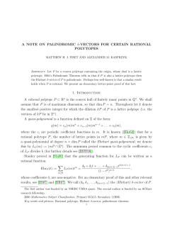 A NOTE ON PALINDROMIC &delta;-VECTORS FOR CERTAIN RATIONAL