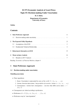 EC371 Economic Analysis of Asset Prices Topic #3: Decision