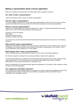 Making a representation to a licence application