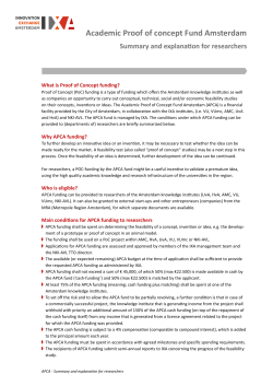 Academic Proof of concept Fund Amsterdam