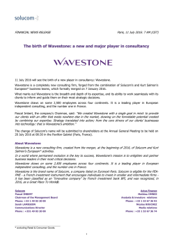 The birth of Wavestone: a new and major player in consultancy