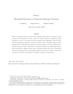 Dowry: Household Responses to Expected Marriage Payments