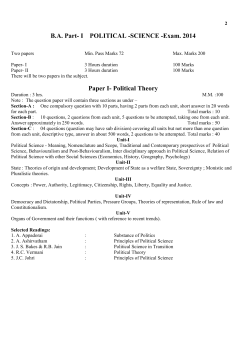 B.A. Part- I POLITICAL -SCIENCE -Exam. 2014 Paper I