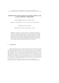 arbitration solutions to bargaining and game theory problems