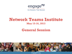 Network Teams Institute May 15-16, 2013 General