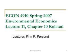 ECON 4910 Spring 2007 Environmental Economics Lecture