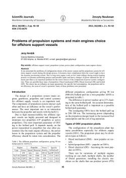 Problems of propulsion systems and main engines choice for