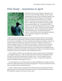 Social Studies Film Study * Sometimes in April