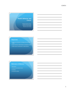 Health Behavior and Cancer - Roswell Park Cancer Institute