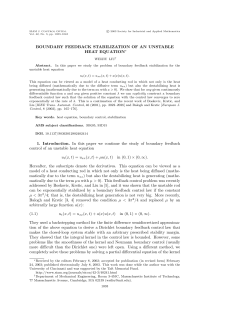 BOUNDARY FEEDBACK STABILIZATION OF AN UNSTABLE HEAT