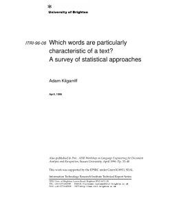 ITRI-96-08 Which words are particularly characteristic of a text? A