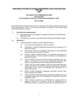 (General) Regulations, 2009 - Competition Commission of India