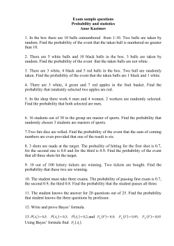Exam sample questions Probability and statistics Anar