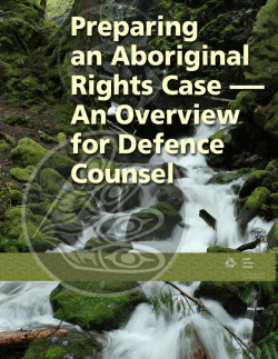 Preparing an Aboriginal Rights Case: An Overview