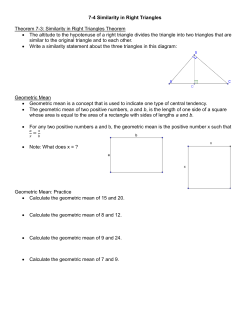 7-4 Similarity in Right Triangles Theorem 7
