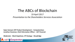 ABCs of Blockchain - SSA Presentation on April 19, 2017