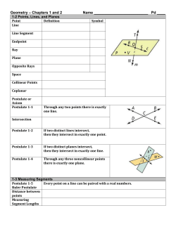 Geometry &ndash; Chapters 1 and 2 Name