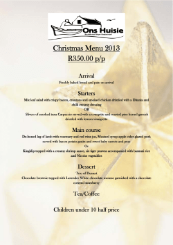Christmas Menu Christmas Menu 2013 R350.00 p/p