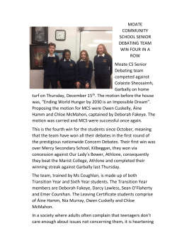 MOATE COMMUNITY SCHOOL SENIOR DEBATING TEAM WIN