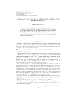 CATALAN`S CONJECTURE - American Mathematical Society