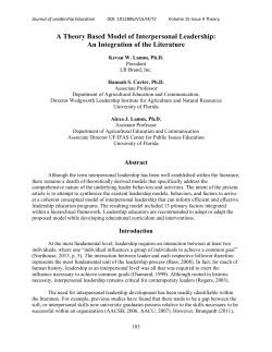 A Theory Based Model of Interpersonal Leadership