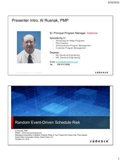 Presenter Intro: Al Rusnak, PMP Random Event