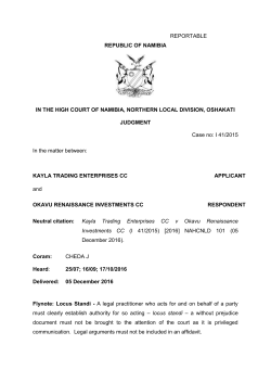 Kayla Trading Enterprises CC v Okavu Renaissance Investments