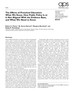 The Effects of Preschool Education: What We Know, How