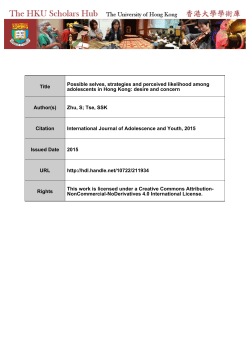 Title Possible selves, strategies and perceived likelihood among