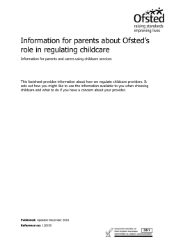 Information for parents about Ofsted`s role in regulating