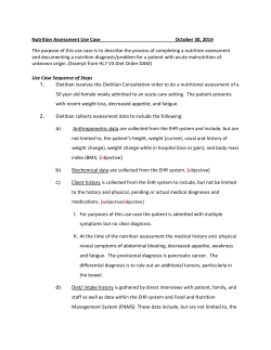 Nutrition Assessment Use Case October 30, 2014