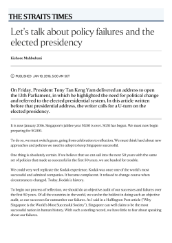 Let`s talk about policy failures and the elected presidency