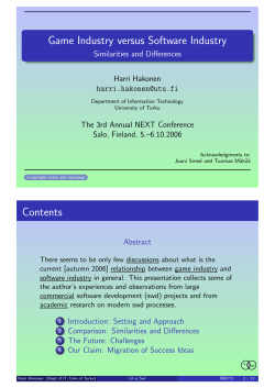 Game Industry versus Software Industry