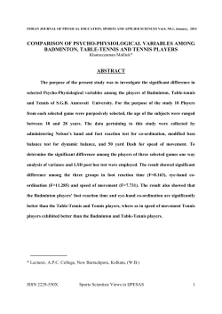comparison of psycho-physiological variables among badminton
