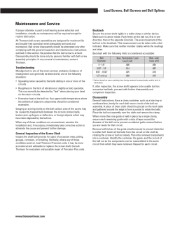 Ball Screws Maintenance And Service (letter)