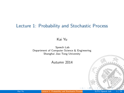 Lecture 1: Probability and Stochastic Process