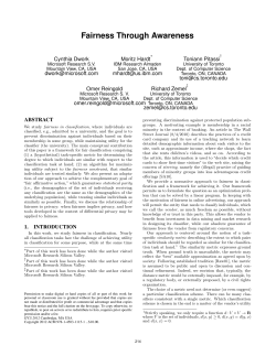 Fairness through awareness - Department of Computer Science