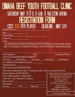Saturday May 11 |9-11 A.M. | Ralston Arena Cost $35 per player