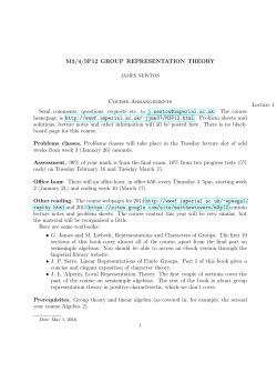 M3/4/5P12 GROUP REPRESENTATION THEORY Course