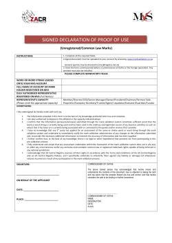 signed declaration of proof of use - Mark Validation System