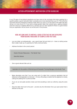 ACTION APPOINTMENTS MOTIVATION LETTER GUIDELINE