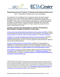 Part 1: Description of Resources in the Compilation