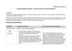 Addendum to Appendix C Corporate Strategy consultation