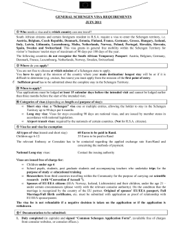 List of requirements for a Schengen visa