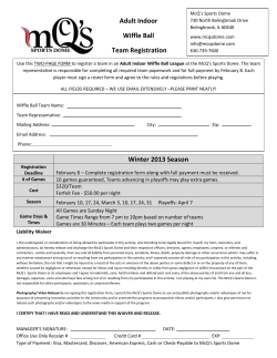Adult Indoor Wiffle Ball Team Registration Winter