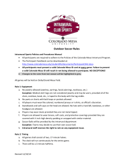 Intramural Sports Policies and Procedures Manual
