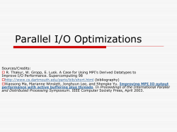 Parallel I/O - IISc-SERC