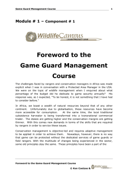 Foreword to the Game Guard Management Course