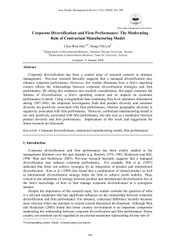 Corporate Diversification and Firm Performance