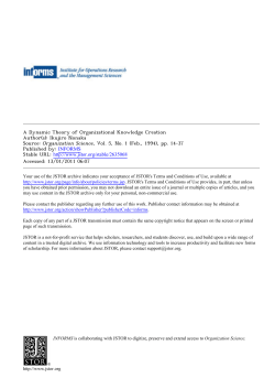 A Dynamic Theory of Organizational Knowledge Creation Author(s